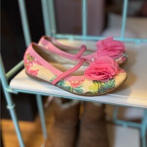 Cherokee Pink Floral Kids Dress Shoes